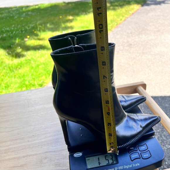 Zara Black Rhinestone Pointed Toe Ankle Booties Size EU 37 US 6.5 Patent Leather - Picture 9 of 9